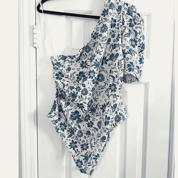 FREE PEOPLE Intimately Somethin' 'Bout You Floral One Shoulder Bodysuit - Sz XL - Picture 3 of 7